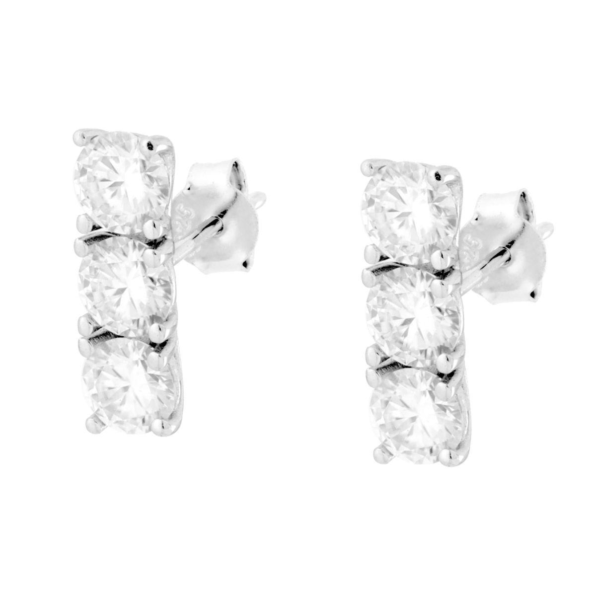 Orecchini Trilogy MOISSANITE Bianco mm 5 in ARGENTO 925 Galvanica Rodio