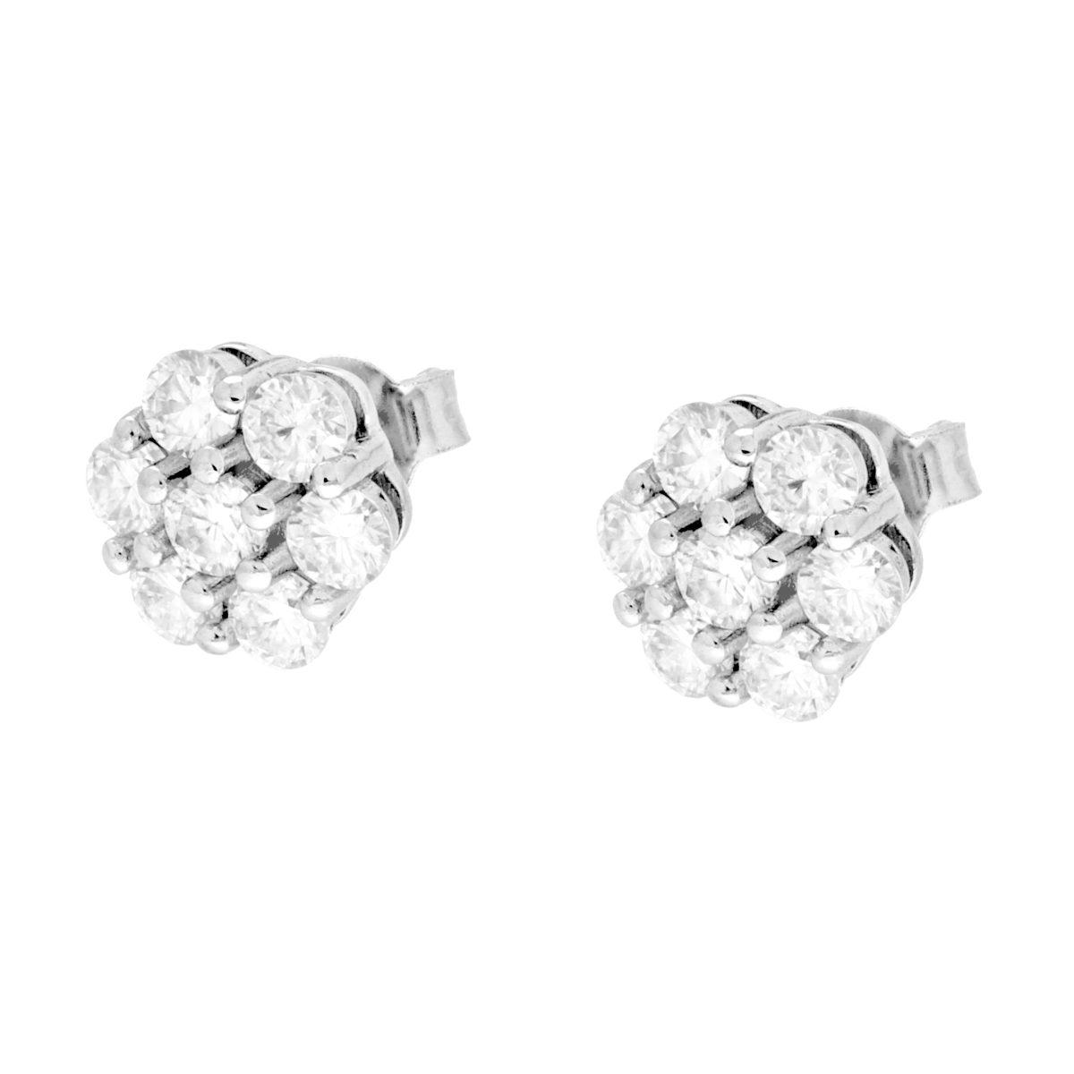 Orecchini Fiore con MOISSANITE Bianchi mm 3 in ARGENTO 925 Galvanica Rodio