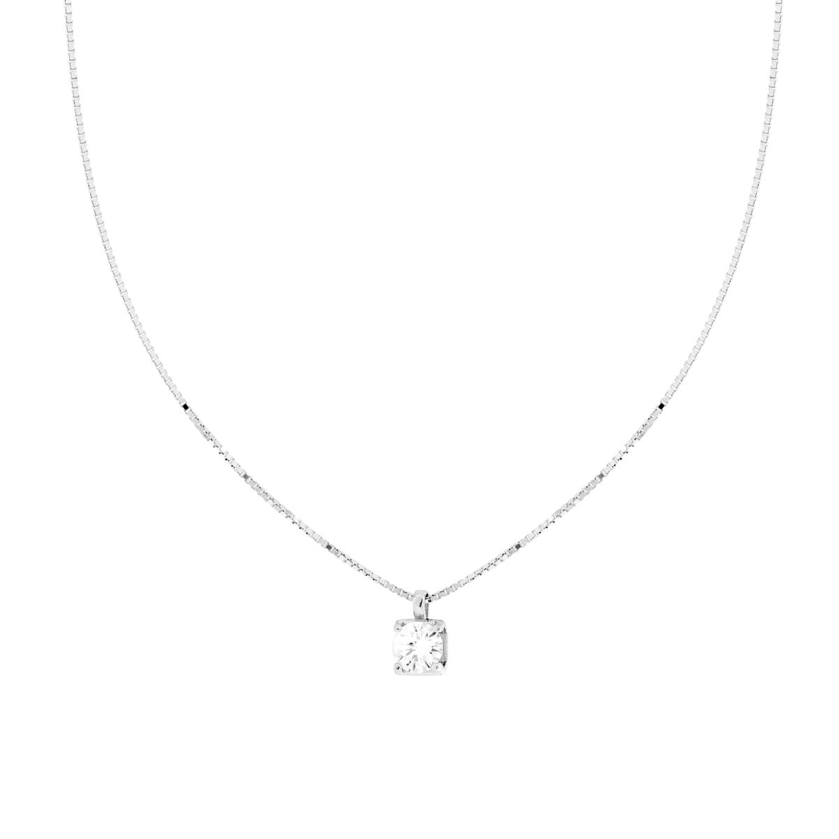 Collana Catena Veneziana Diamantata con Punto Luce MOISSANITE mm 6.5 in ARGENTO 925 Galvanica Rodio