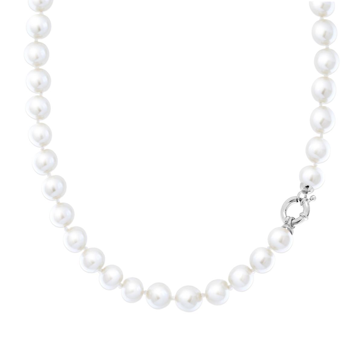 Collana Perla mm 10 in ARGENTO 925 Galvanica Rodio