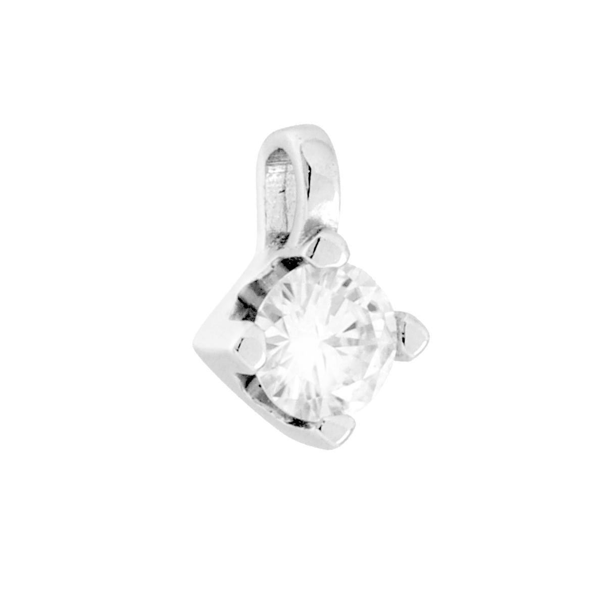 Ciondolo Punto Luce MOISSANITE Bianco mm 5 in ARGENTO 925 Galvanica Rodio