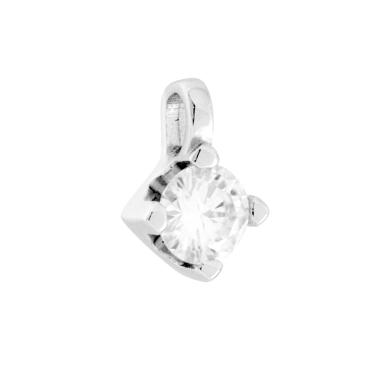 Ciondolo Punto Luce MOISSANITE Bianco mm 5 in ARGENTO 925 Galvanica Rodio