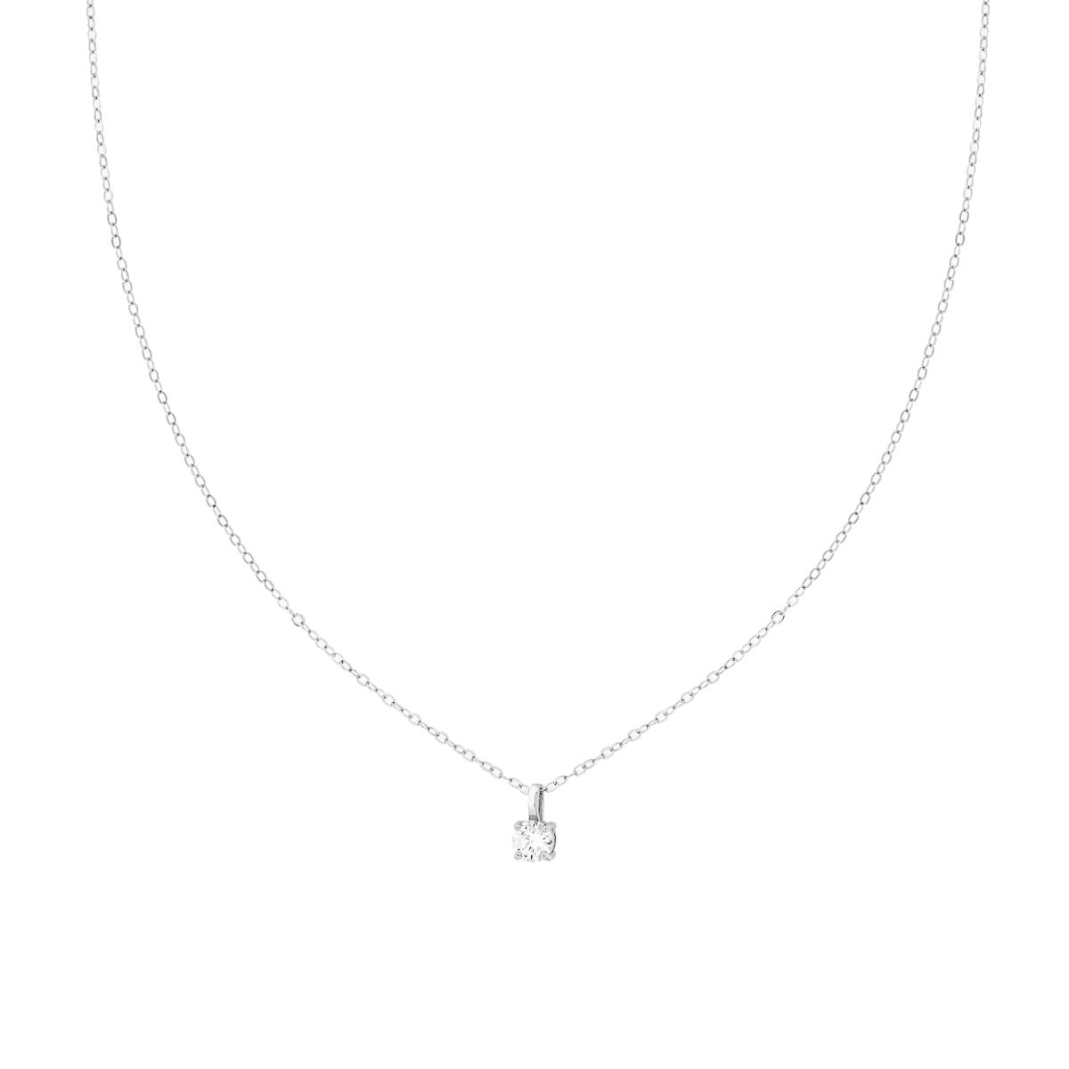 Collana Catena Forzatina Diamantata con Punto Luce MOISSANITE mm 4 in ARGENTO 925 Galvanica Rodio