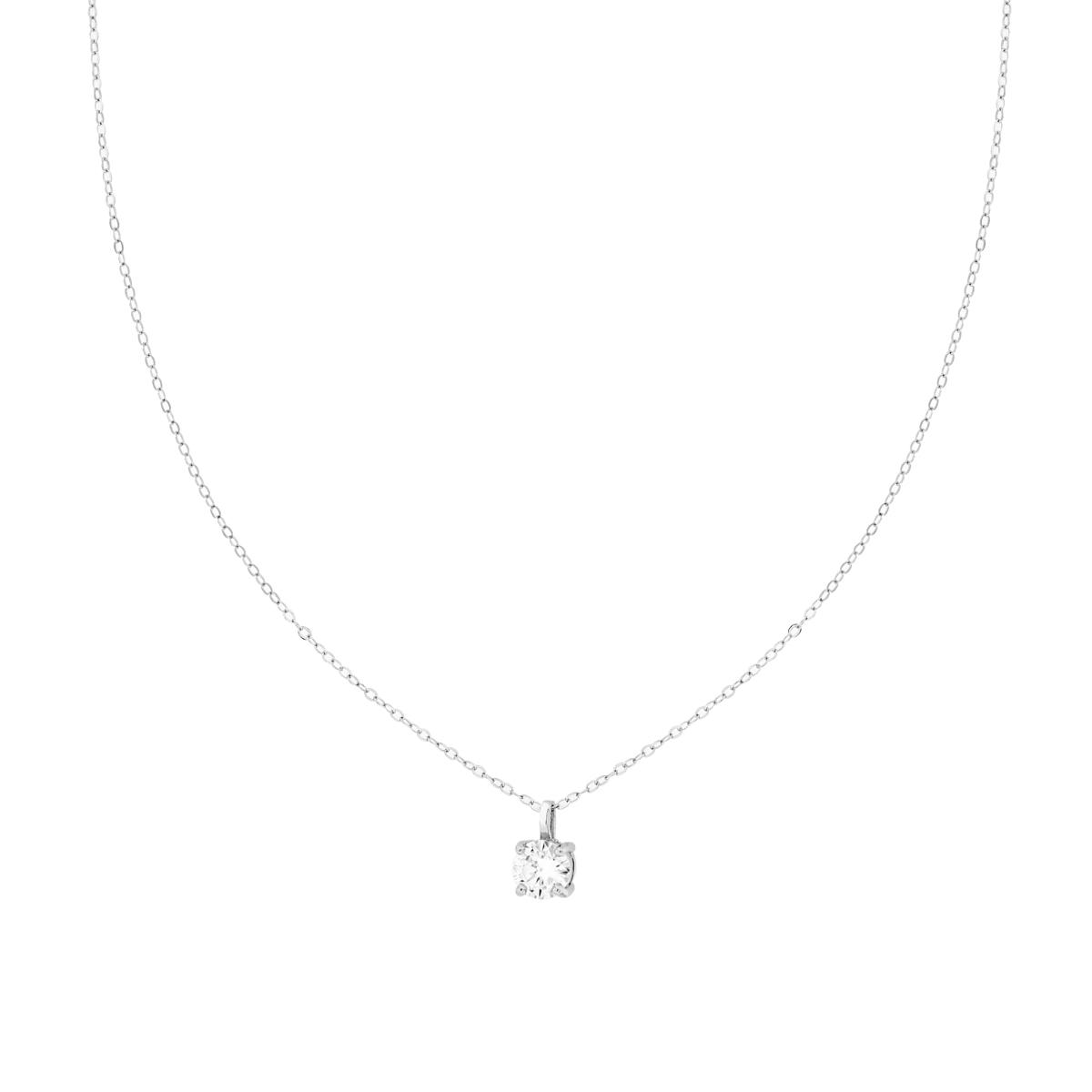 Collana Catena Forzatina Diamantata con Punto Luce MOISSANITE mm 6.5 in ARGENTO 925 Galvanica Rodio