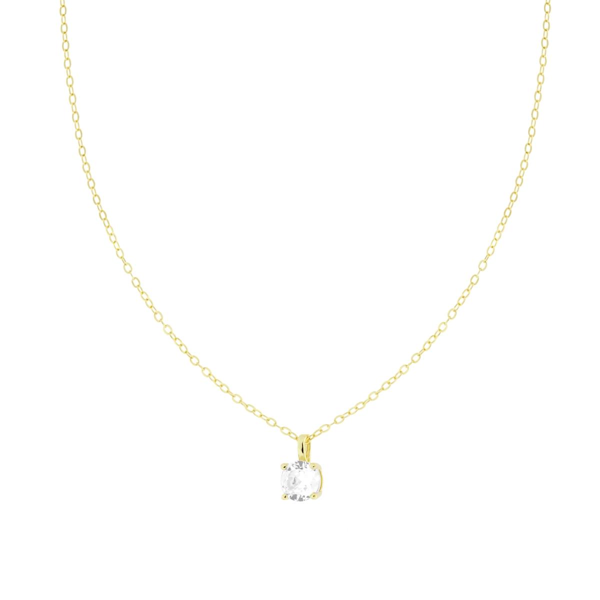 Collana Catena Forzatina Diamantata con Punto Luce Cubic Zirconia Bianco mm 6 in ARGENTO 925 Galvanica Oro