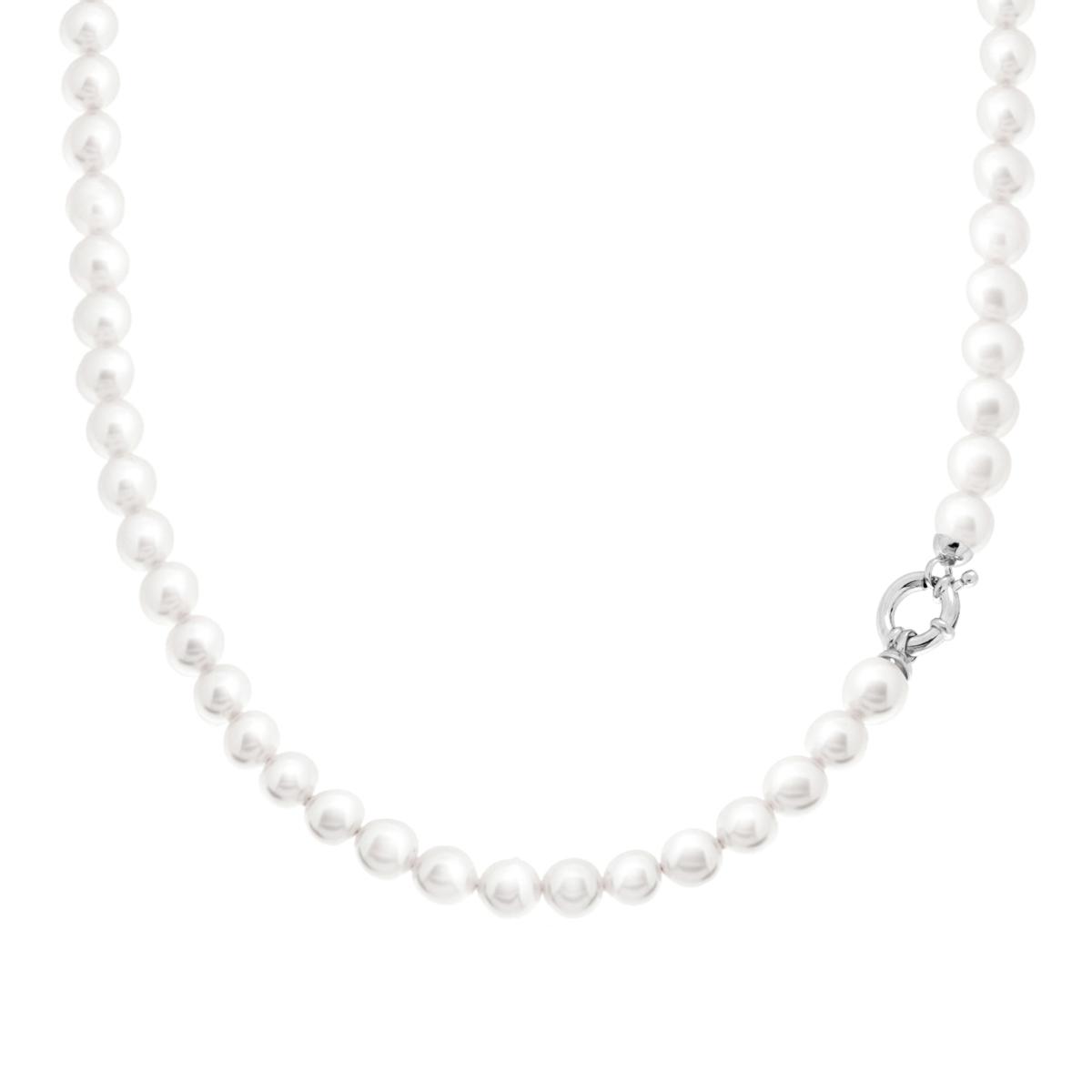 Collana Perla mm 7 in ARGENTO 925 Galvanica Rodio