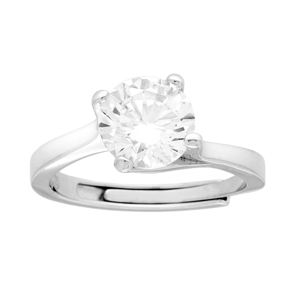 Anello Solitario con Cubic Zirconia Bianco mm 8 in ARGENTO 925 Galvanica Rodio