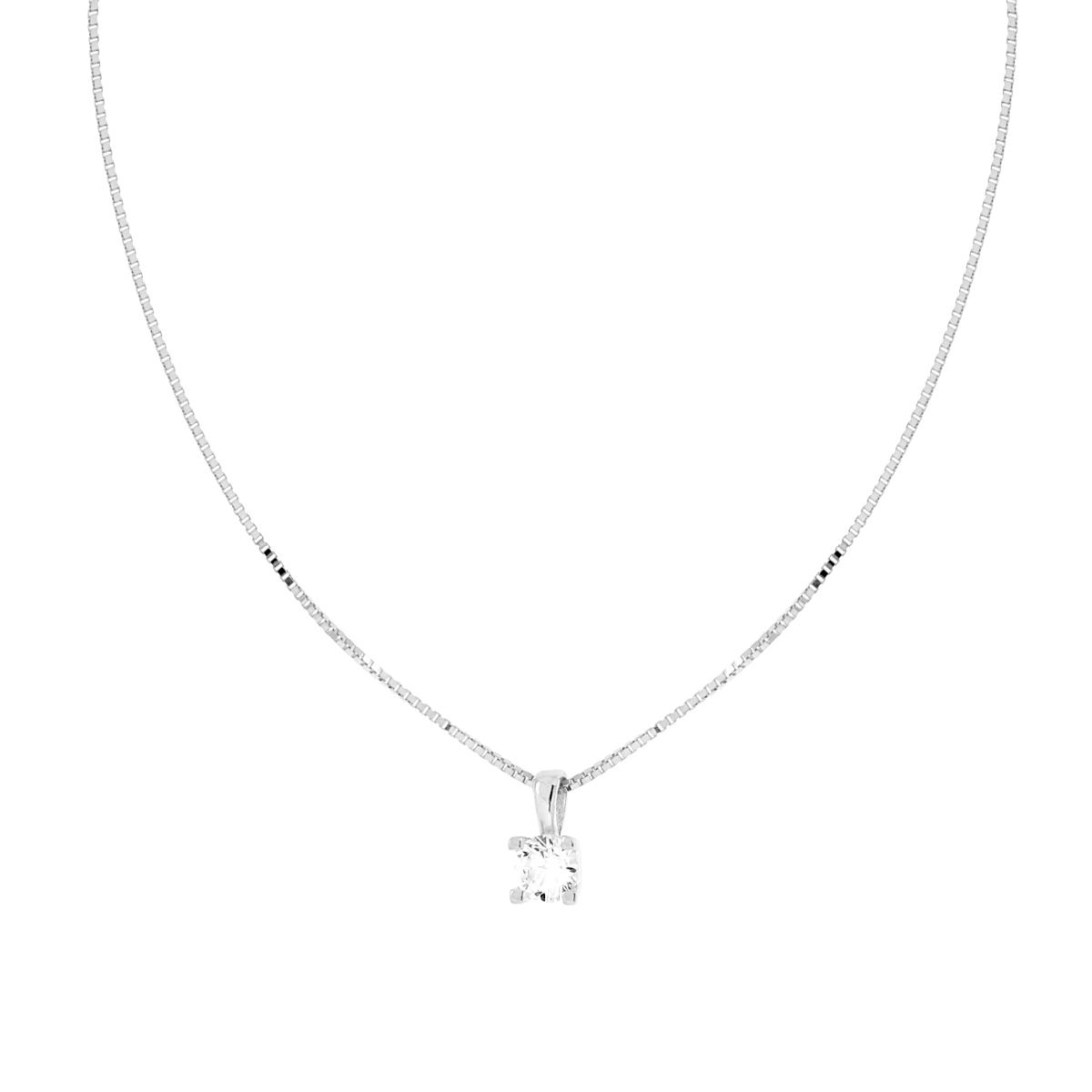 Collana Catena Veneziana Diamantata con Punto Luce Cubic Zirconia Bianco mm 5 in ARGENTO 925 Galvanica Rodio