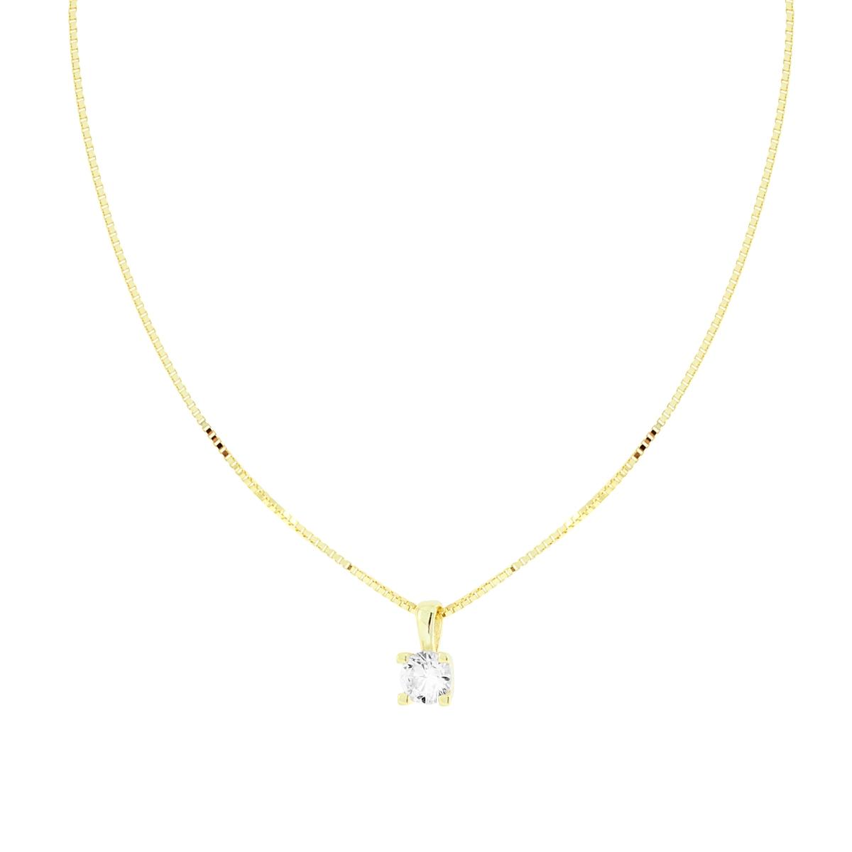 Collana Catena Veneziana Diamantata con Punto Luce Cubic Zirconia Bianco mm 5 in ARGENTO 925 Galvanica Oro