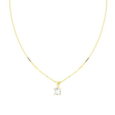 Collana Catena Veneziana Diamantata con Punto Luce Cubic Zirconia Bianco mm 5 in ARGENTO 925 Galvanica Oro