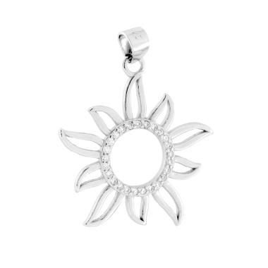 Ciondolo Sole con Cubic Zirconia Bianchi in ARGENTO 925 Galvanica Rodio
