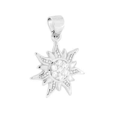Ciondolo Sole con Cubic Zirconia Bianchi in ARGENTO 925 Galvanica Rodio