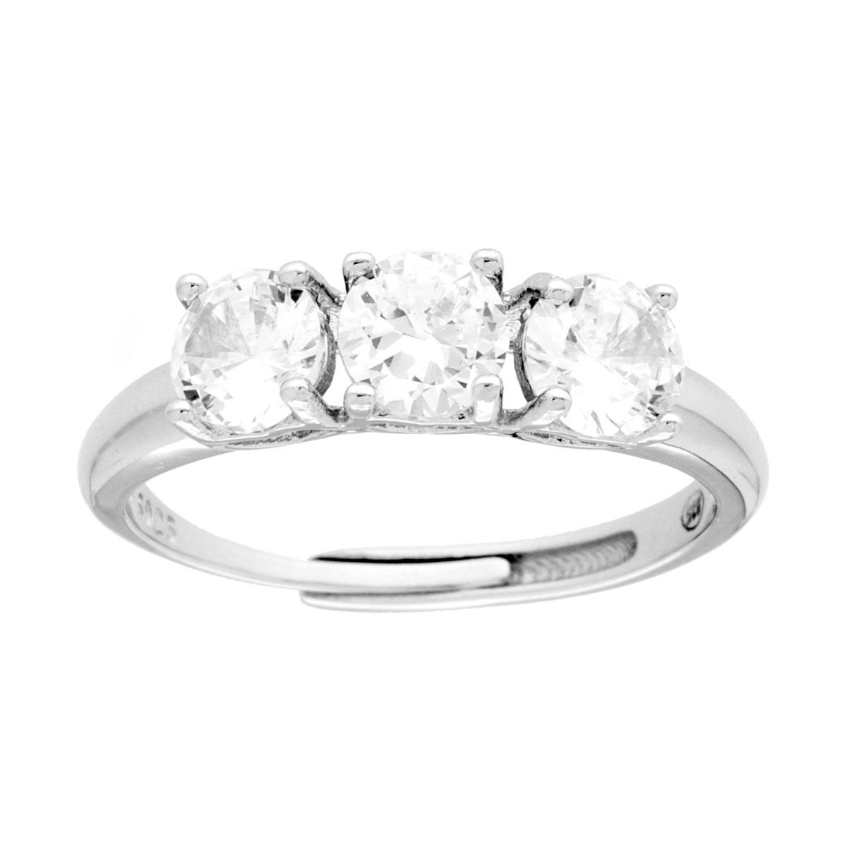 Anello Trilogy con Cubic Zirconia Bianchi mm 5 in ARGENTO 925 Galvanica Rodio