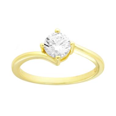 Anello Solitario con Cubic Zirconia Bianco mm 6 in ARGENTO 925 Galvanica Oro