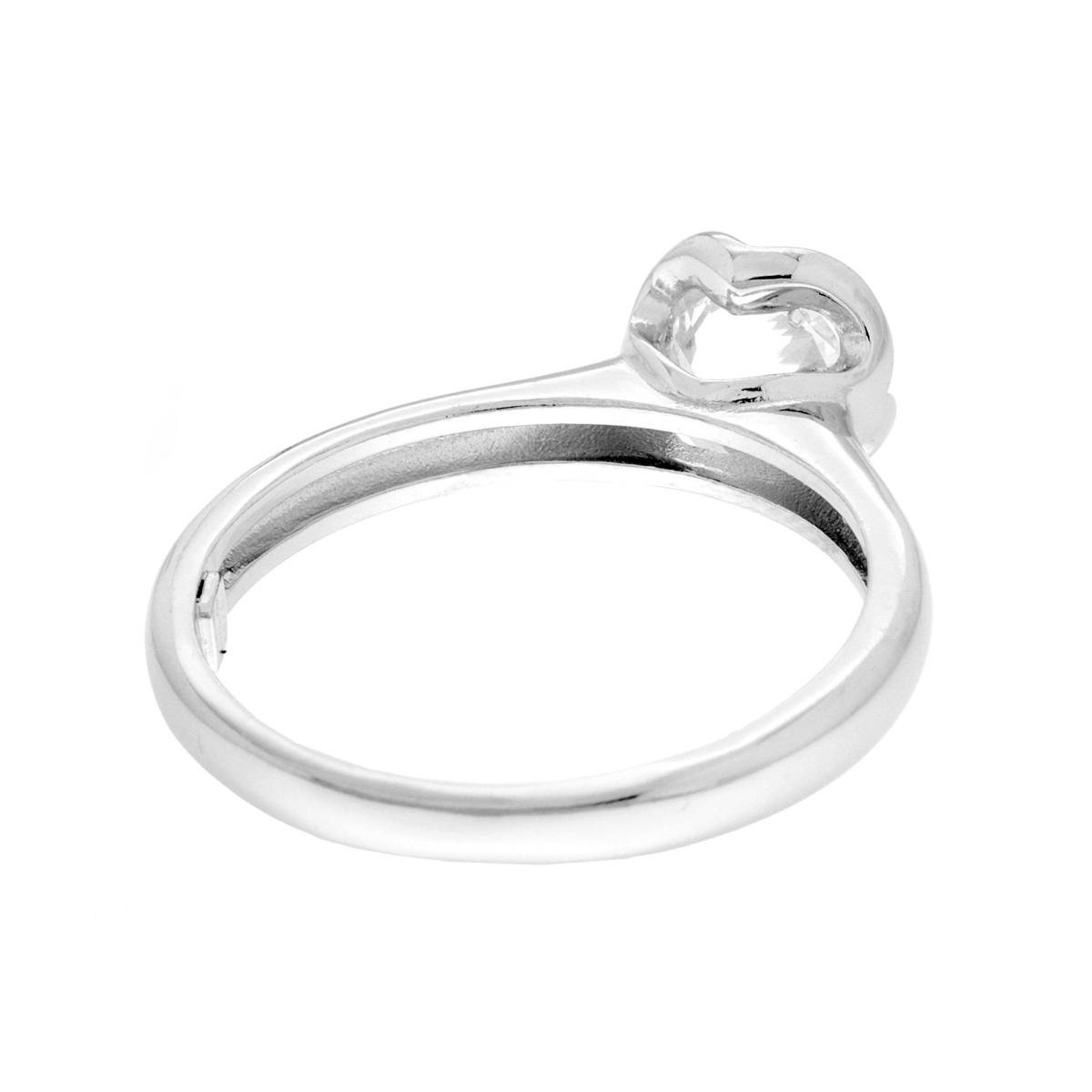 Anello Solitario con Cubic Zirconia Bianco mm 5 in ARGENTO 925 Galvanica Rodio