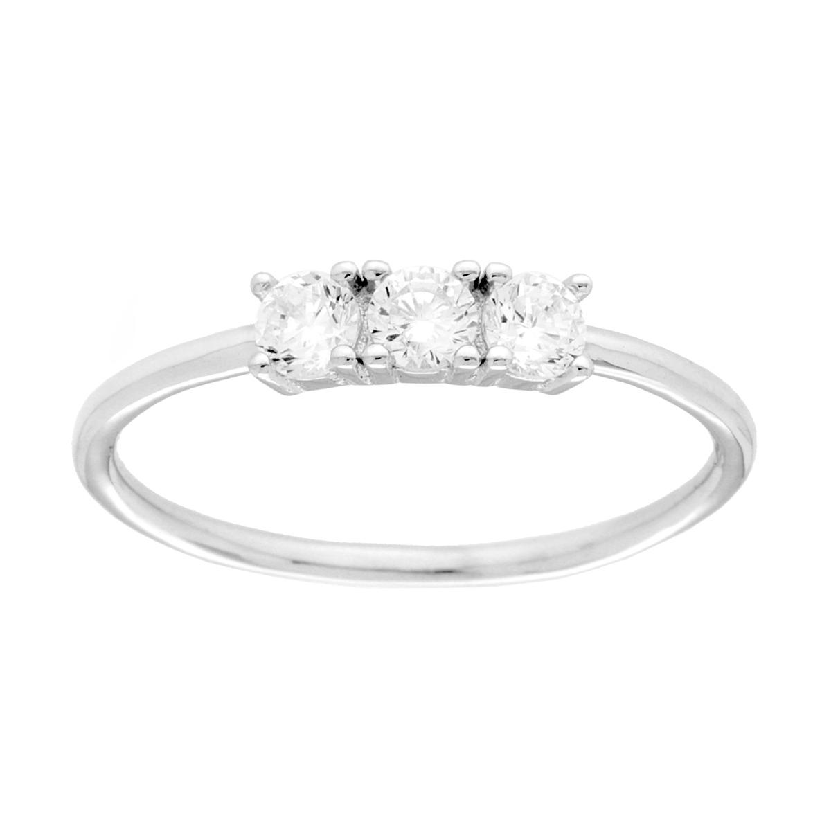 Anello Trilogy con Cubic Zirconia Bianchi mm 3 in ARGENTO 925 Galvanica Rodio