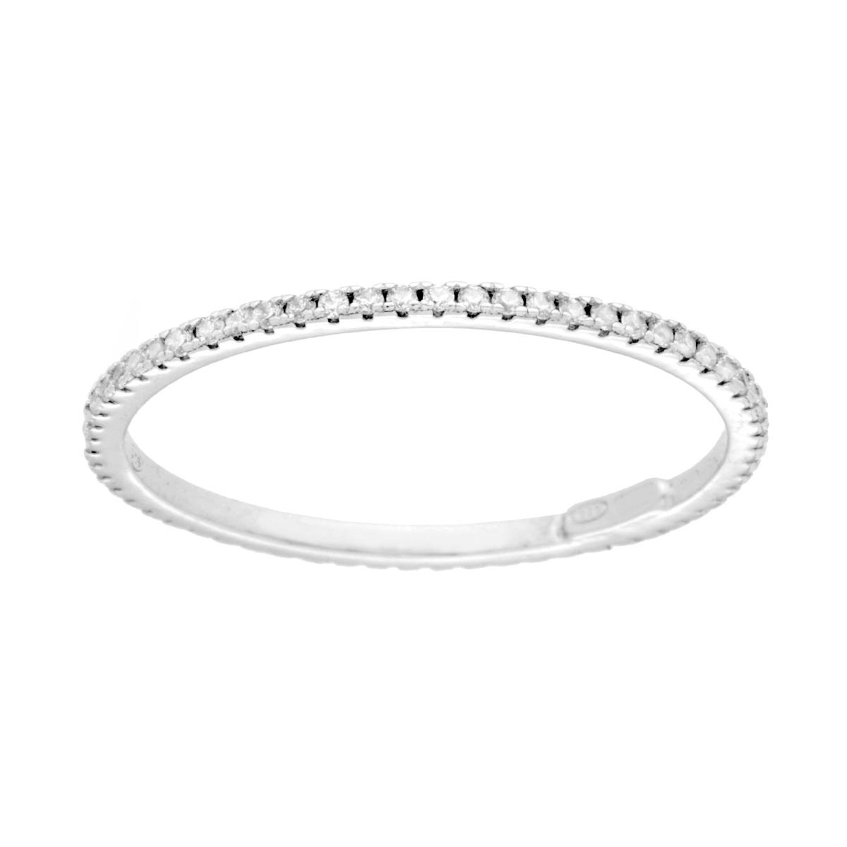 Anello Eternity Fedina con Cubic Zirconia Bianchi mm 1 in ARGENTO 925 Galvanica Rodio