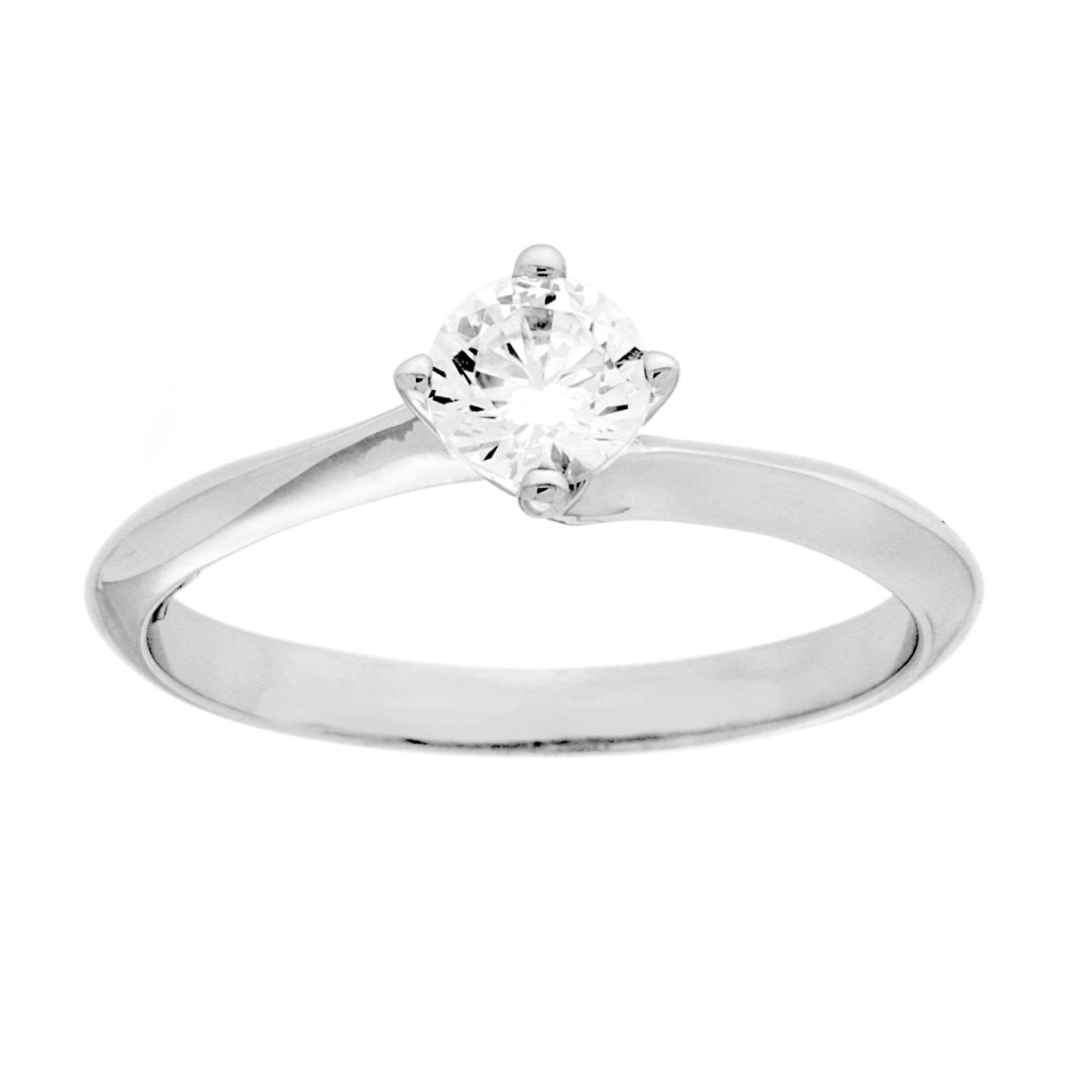 Anello Solitario con Cubic Zirconia Bianco mm 5 in ARGENTO 925 Galvanica Rodio