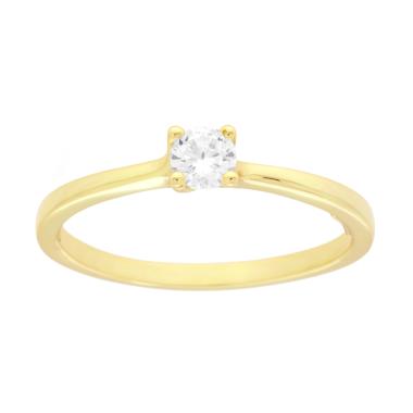 Anello Solitario con Cubic Zirconia Bianco mm 4 in ARGENTO 925 Galvanica Oro