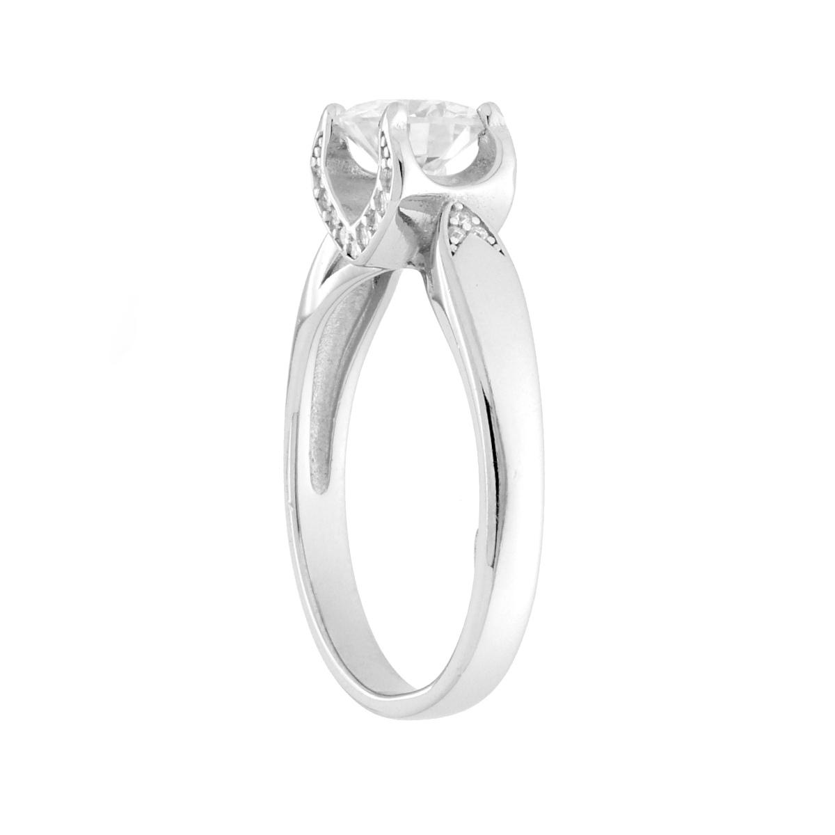 Anello Solitario con MOISSANITE mm 6.5 in ARGENTO 925 Galvanica Rodio