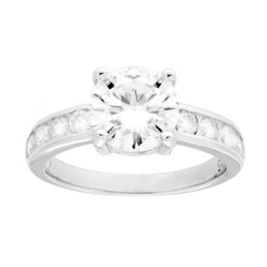 Anello Solitario con MOISSANITE mm 8 in ARGENTO 925 Galvanica Rodio