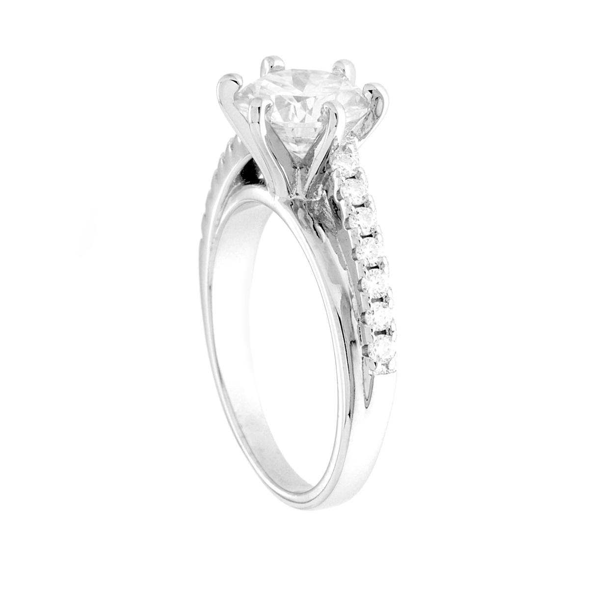 Anello Solitario con MOISSANITE mm 7.5 in ARGENTO 925 Galvanica Rodio