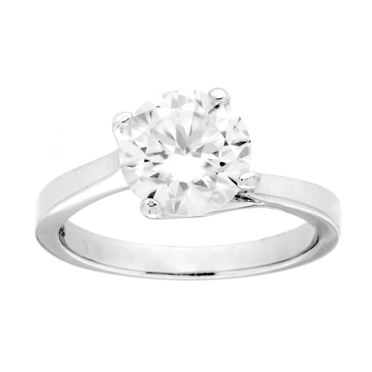 Anello Solitario con MOISSANITE mm 8.5 in ARGENTO 925 Galvanica Rodio