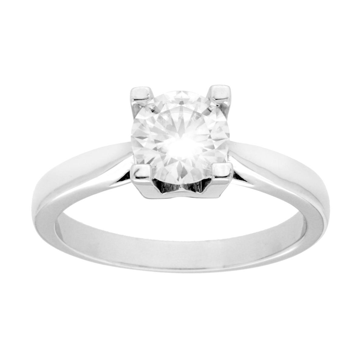 Anello Solitario con MOISSANITE mm 6.5 in ARGENTO 925 Galvanica Rodio