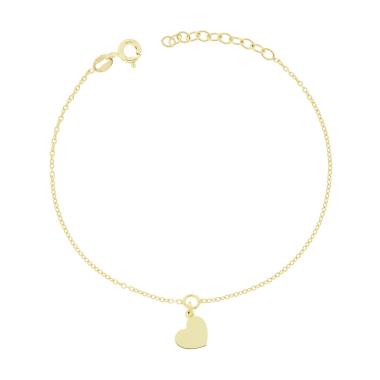Bracciale Catena Forzatina Diamantata con Cuore in ARGENTO 925 Galvanica Oro
