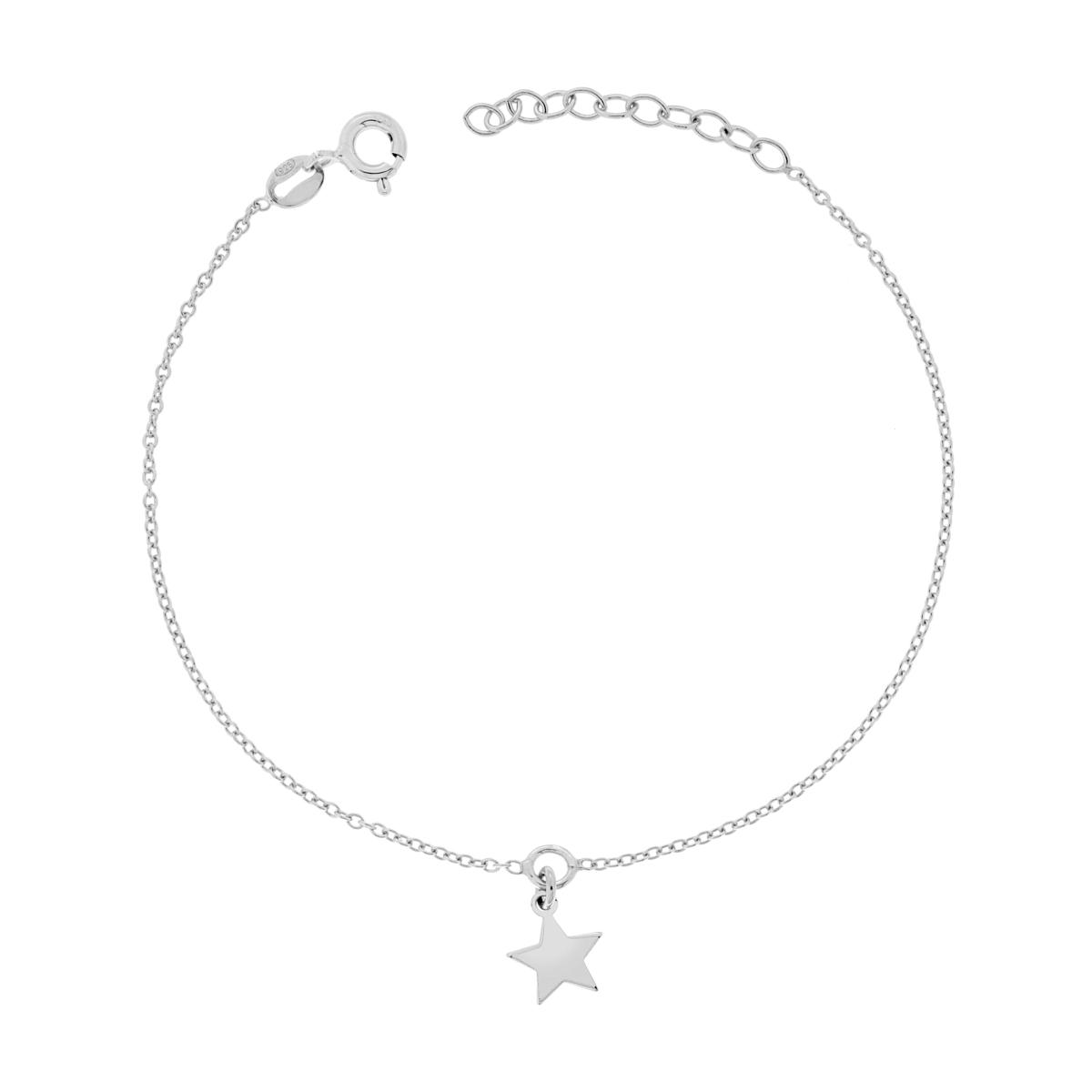 Bracciale Catena Forzatina Diamantata con Stella in ARGENTO 925 Galvanica Rodio