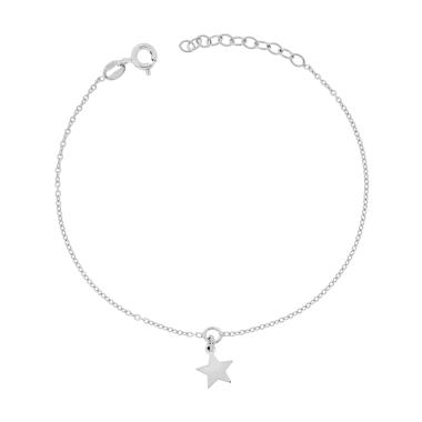 Bracciale Catena Forzatina Diamantata con Stella in ARGENTO 925 Galvanica Rodio