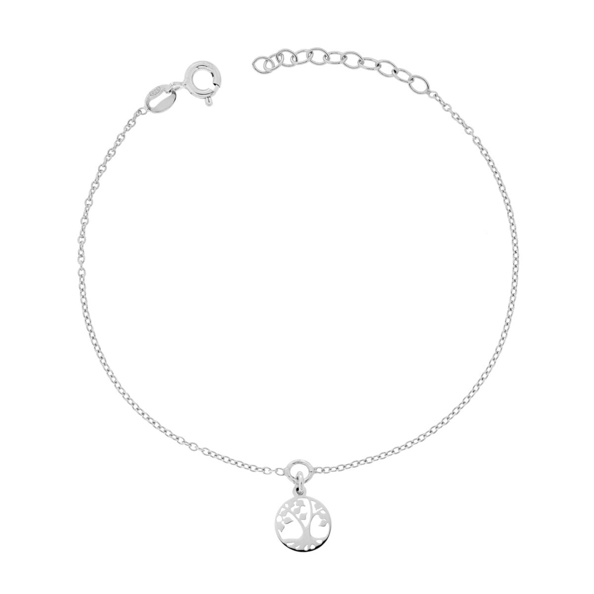 Bracciale Catena Forzatina Diamantata con Albero della Vita in ARGENTO 925 Galvanica Rodio