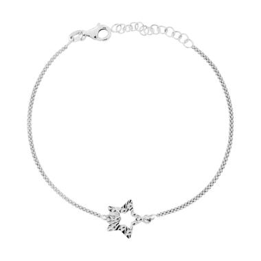 Bracciale Catena Coreana Diamantata con Stella centrale Diamantata in ARGENTO 925 Galvanica Rodio