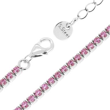 Bracciale Tennis Griffe cm 17+5 con Crystal mm 2 Ametista in ACCIAIO