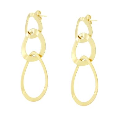 Orecchini Tre Ovali Piatti in ACCIAIO colore Oro