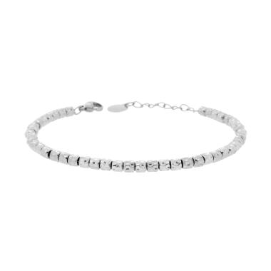 Bracciale Catena con Cilindri Martellati in ACCIAIO