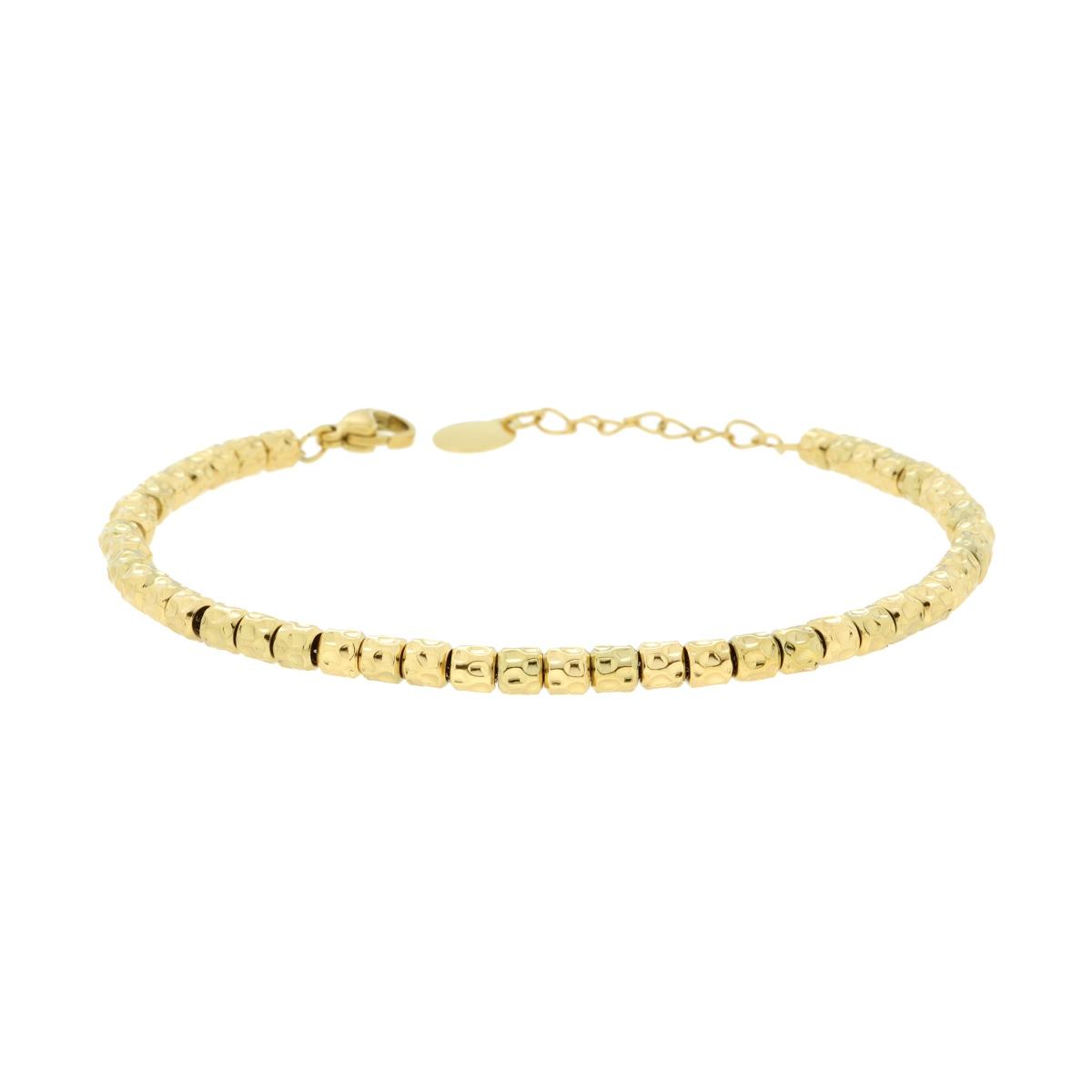 Bracciale Catena con Cilindri Martellati in ACCIAIO colore Oro
