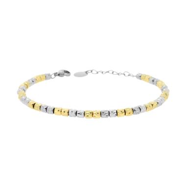 Bracciale Catena con Cilindri Martellati alternati colore Oro in ACCIAIO