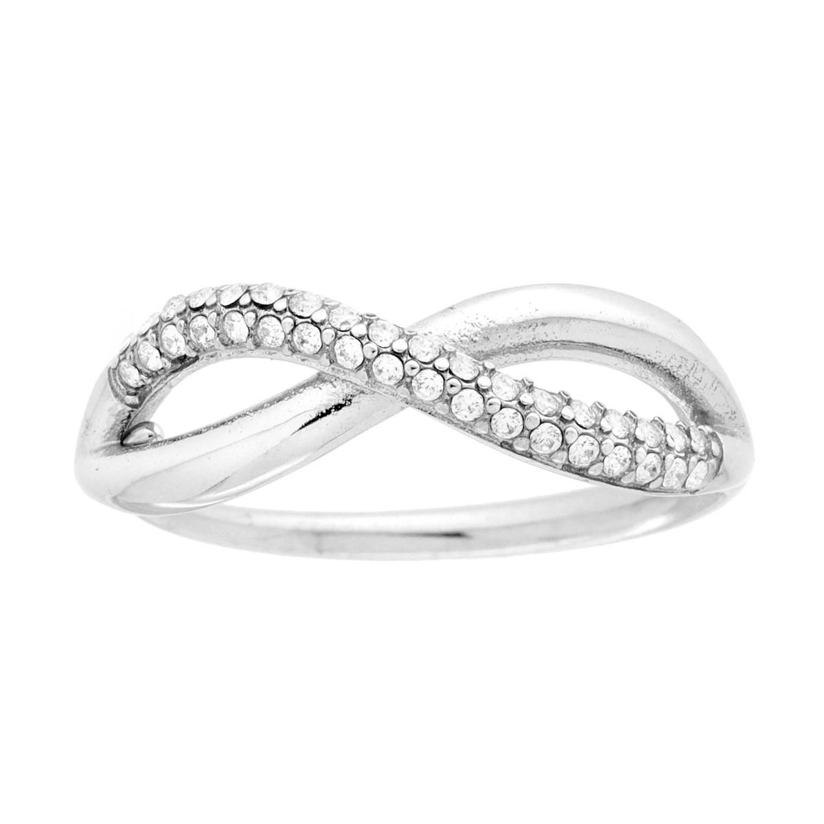 Anello Infinito con Crystal Bianchi in ACCIAIO