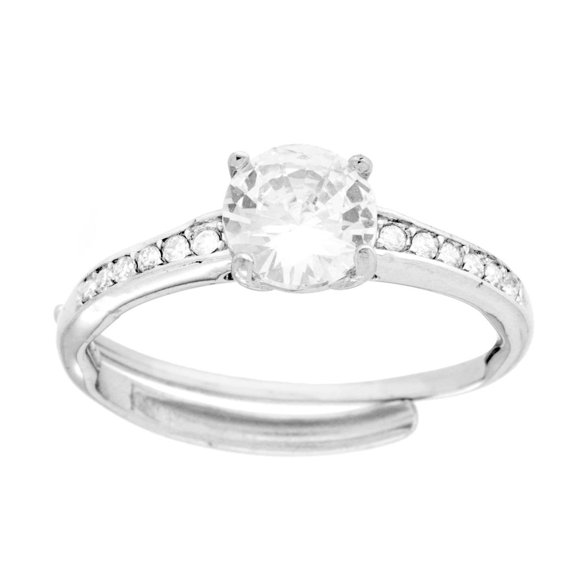 Anello Solitario con Crystal Bianchi in ACCIAIO