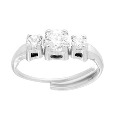 Anello Trilogy con Crystal Bianchi in ACCIAIO