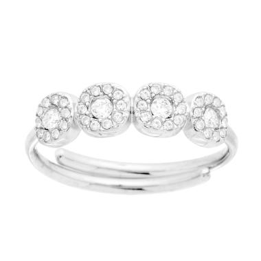 Anello Veretta Fiori con Crystal Bianchi in ACCIAIO