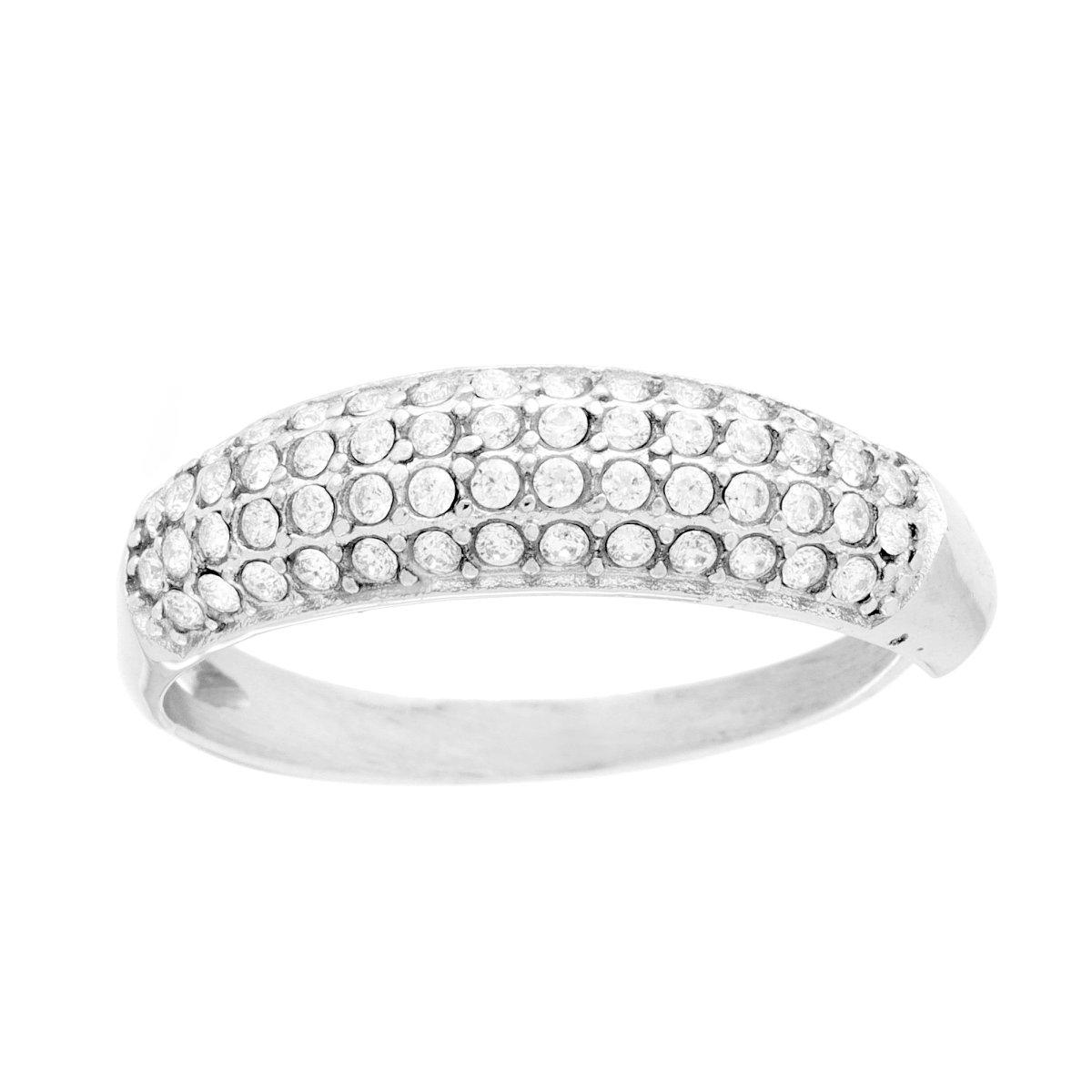 Anello Veretta con Crystal Bianchi in ACCIAIO