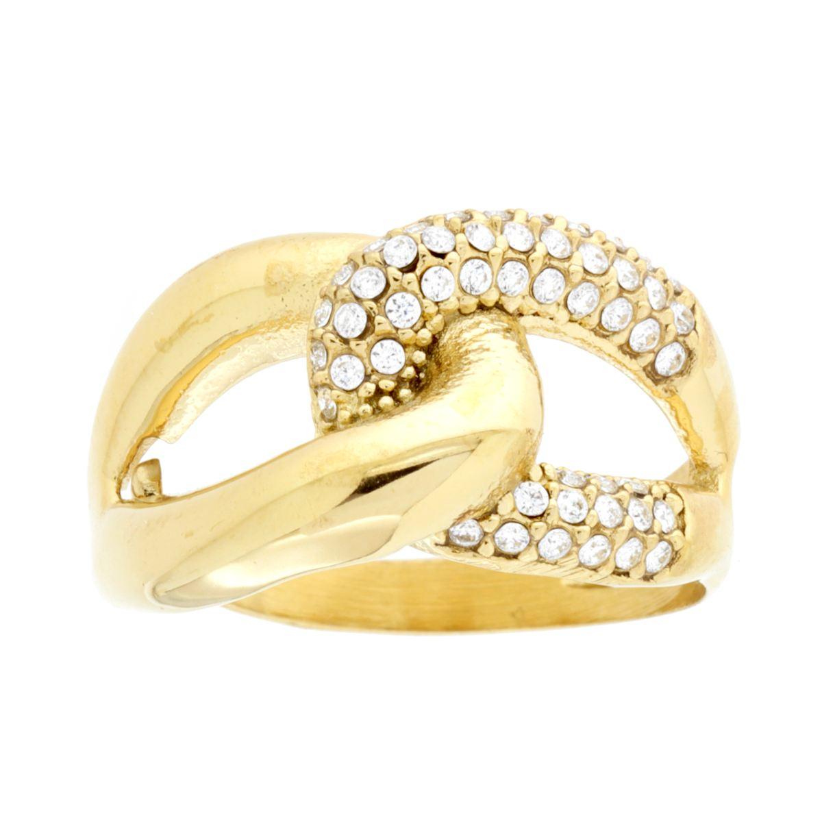 Anello Nodo con Crystal Bianchi in ACCIAIO colore Oro