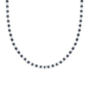 Collana Catena con Anelli e Cilindretti Pietre Bianco Howlite in ACCIAIO