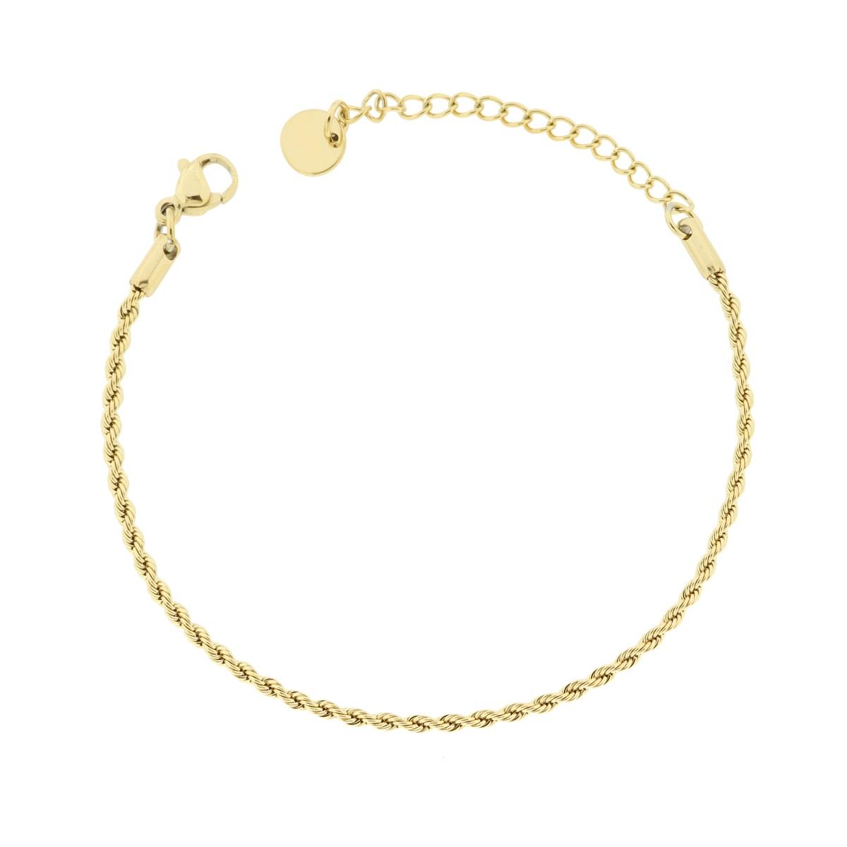 Bracciale Catena Corda Diamantata mm 1.6 in ACCIAIO colore Oro