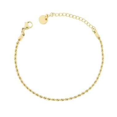 Bracciale Catena Corda Diamantata mm 1.6 in ACCIAIO colore Oro