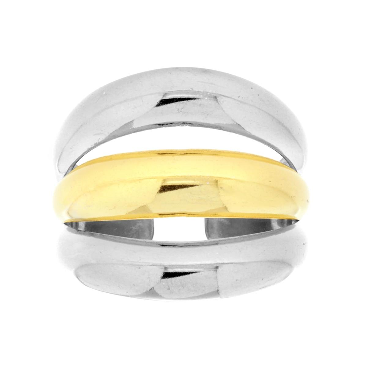 Anello Tripla Fascia con dettaglio colore Oro in ACCIAIO