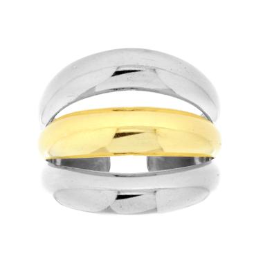 Anello Tripla Fascia con dettaglio colore Oro in ACCIAIO