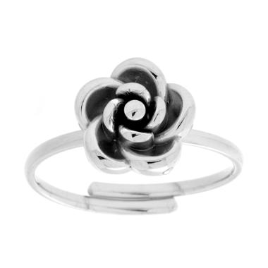 Anello con Fiore in ACCIAIO